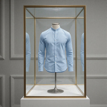 Camisa de Lino Cuello Mao Talles hasta 10XL